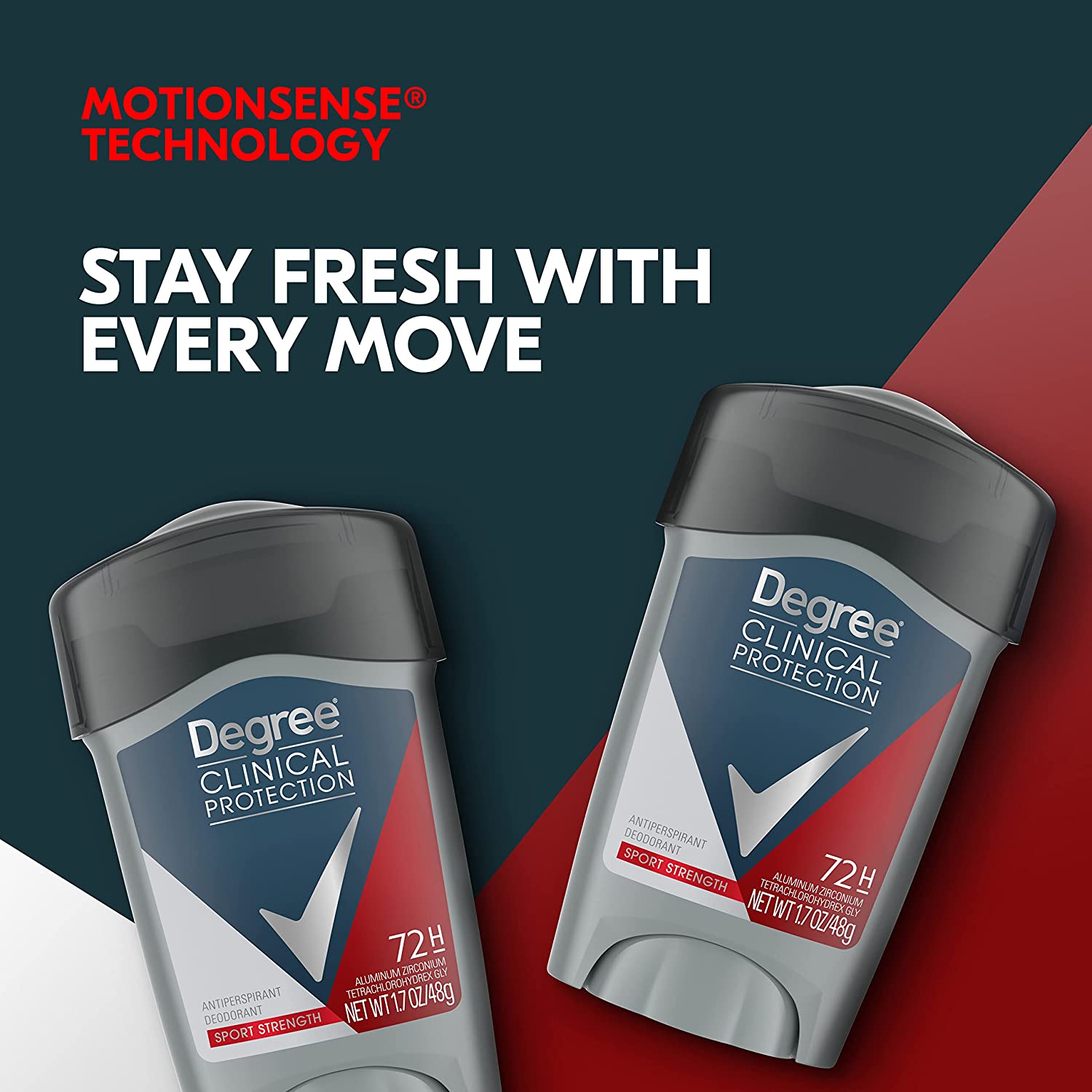 Degree Men Antiperspirant Deodorant Sport Strength, Pack of 2, 72-Hour Sweat & Odor Protection Prescription-Strength Antiperspirant For Men with MotionSense Technology 1.7 oz - Image 4